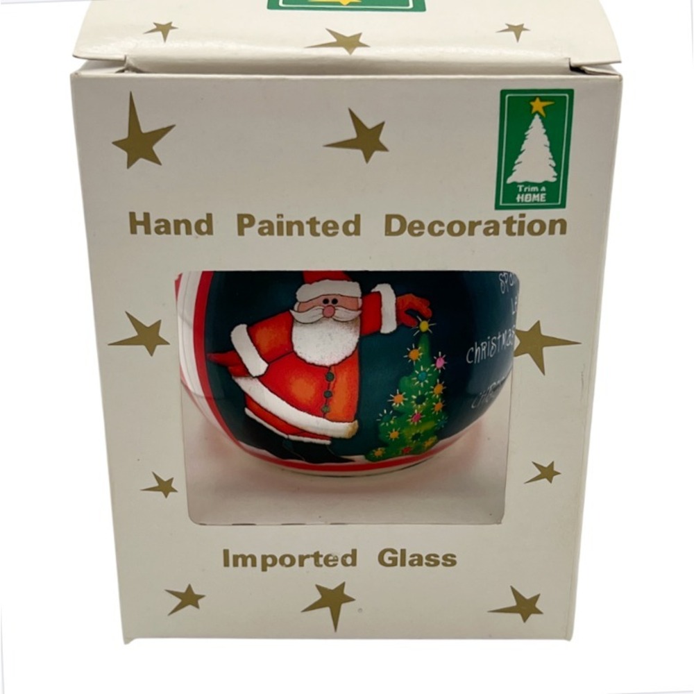 1981 Trim A Home Santa Ornament Glass Hand Painted Kmart Czech Vintage‎